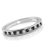 0.24ct Alternating Black &amp; White Diamond Wedding Ring Band - £296.67 GBP+