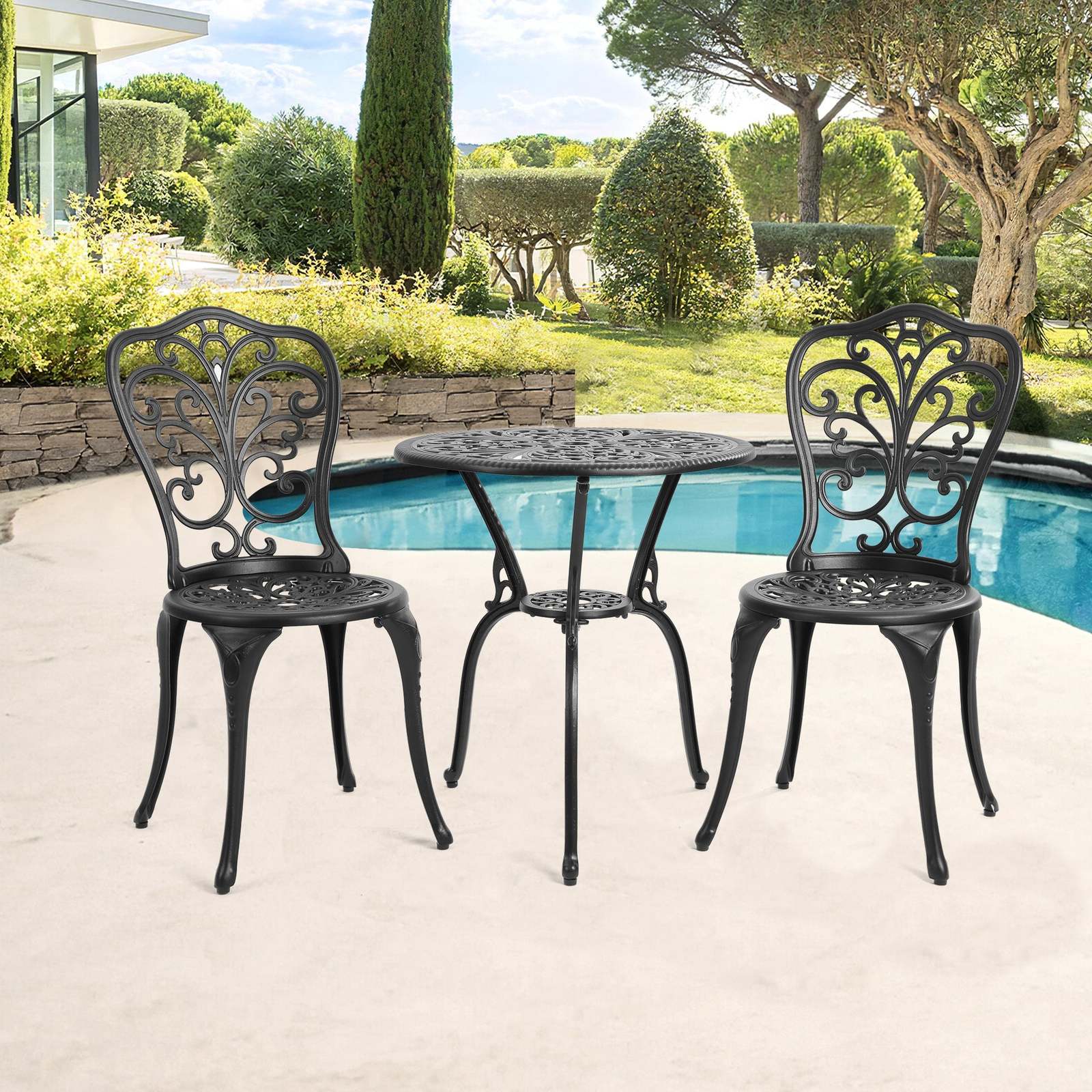 Best Outdoor Patio Bistro Set - Black, Rustproof - $210.99