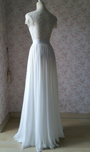 WHITE Chiffon Maxi Skirt Summer Wedding Custom Plus Size Chiffon Skirt image 4