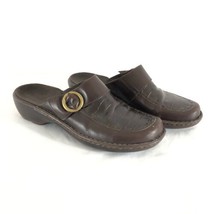 Clarks Womens Clogs Shoes Slip On Leather Brown Buckle Size 7 - $19.24