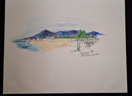 Signed Beverly Ellstrand Cefalu, Sicily Seaside Mtns Landscape Color Ske... - £35.52 GBP