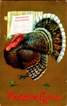 Thanksgiving Greetings Postcard Antique Thanksgiving Proclamation Turkey 1910 - £6.36 GBP