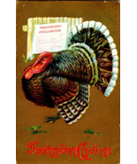Thanksgiving Greetings Postcard Antique Thanksgiving Proclamation Turkey... - £6.37 GBP