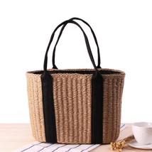 Casual Rattan Women Handbags Wicker Woven Shoulder Bags Summer Beach Straw Bag L - £38.14 GBP