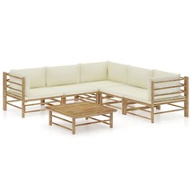 vidaXL White Bamboo Garden Lounge Set, 6-Piece Cream Fabric, Weather-Resistant - $874.09 CAD