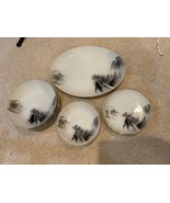 Vintage Japanese Kutani Porcelain Plates Bowls Platter Set Pagoda 17 Pieces - £26.57 GBP