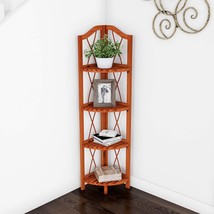 Lavish Home 4-Tier Wood Folding Corner Display Shelf - £45.50 GBP