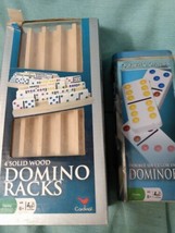 Dominoes Double Six And Wooden Holders Open box  - $23.36