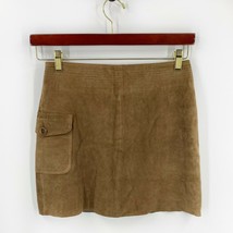 J Crew Mini Skirt Size 2 Brown Suede Leather Cargo Pocket Womens NEW - £50.31 GBP
