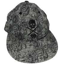 Circa Hat Mens 7 1/2 Black gray Fitted Skull Drum Sticks Authentic Headwear - $18.33