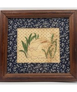 Vintage Framed Art Bunny Rabbit Drawing Artist Kriste Cillay Floral Mat ... - $33.00 CAD