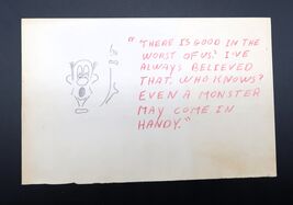 Vtg Hand Made Card Note Character Illustration Drawing Inspiring Relevan... - $29.99