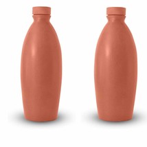 Terracotta Natural Handmade Water Bottle 1000ml Pack of 2 Brown Earthen Clay Wat - £71.67 GBP