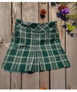Ann Taylor Skirt Size 2P Petites Green Plaid Cotton Woven Kick Pleat Vin... - $367.33 MXN