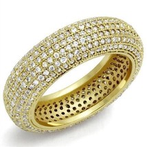Elegant Micro Pave Simulated Diamond Dome Wide Eternity Band Gold Plated Ring - £93.82 GBP