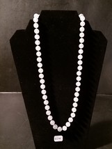 Vintage Translucent White Beaded Necklace 25 inch Pkg marked Hong Kong - $11.99