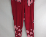 LuLaRoe Disney Tall &amp; Curvy Leggings Red With Outlined Pink Heart Designs - $9.69