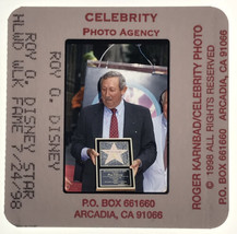 1998 Roy Disney w/ Plaque Star Hollywood Walk of Fame Photo Transparency Slide - £7.13 GBP