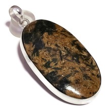 Jasper Elongated Oval Gemstone 925 Silver Overlay Handmade Extra Large Pendant - £10.24 GBP