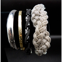 Lot of 4 Metal Bracelets Bangle and Chain Style Silver Tone Gold Tone and Black - £10.20 GBP