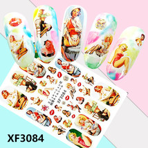 Nail Art 3D Decal Stickers Marilyn Monroe full nail cover kiss flower XF3084 - £2.54 GBP