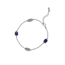 Sterling Silver Sodalite and Woven Design Accent 7&quot; + 1&quot; Bracelet - £48.75 GBP
