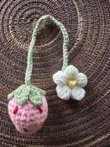 Handmade Crochet Knit Strawberry Hanging Charm Pink - £6.15 GBP