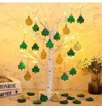 St. Patrick&#39;s Day LED Lighted Shamrock Tree 24&quot; Artificial Birch Tree  O... - $13.84