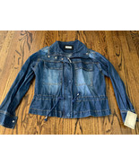 NEW Indigo Saints Women’s Drawstring Denim Jacket Medium Wash Size M NWT - £37.19 GBP