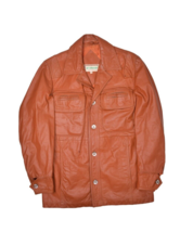 Vintage McGregor Leather Jacket Mens 40 Brown Orange Button Front Flight... - £49.20 GBP