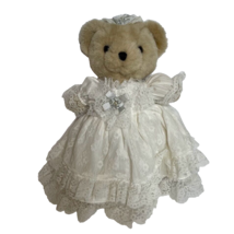 Dan Dee Teddy Bear Plush Bride Lace Wedding Dress Veil Earrings 17&quot; - $13.17