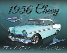 New Chevy 1956 Bel Air Decorative Metal Tin Sign Made in the USA Chevrolet - £8.51 GBP