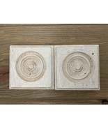 2 Plinth Blocks Wood Accent Beveled Edge Round Bullseye Design 3.75” - €30,06 EUR