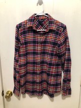 NEW Lands End Womens SZ 6 Plaid Flannel Button Front Shirt Cotton - £10.85 GBP
