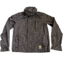 Obey Women’s Cheetah Leopard Print Military Jacket W/ Hood Sz S Grey Bla... - $24.70