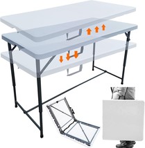 Deaciber 4ft Folding Table with 3 Adjustable Heights Heavy Duty - £52.38 GBP