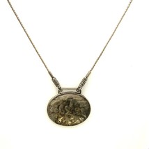 Vintage Sterling Sign 925 Silpada Oval Hammered Pendant Boston Chain Necklace 18 - £51.43 GBP