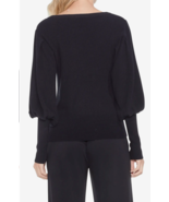 VINCE CAMUTO Black Ribbed Juliet Balloon Bubble Sleeve Crew Neck Sweater... - £39.05 GBP