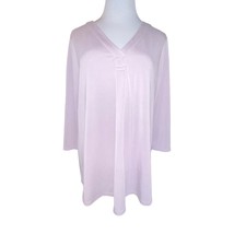 Adrianna Papell Womens Long Sleeve Knit V Neck Tunic Top Purple Size Large - $9.29