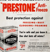 1950 Eveready Prestone Anti-Freeze Advertisement Automobilia Natl Carbon... - $375.23 MXN