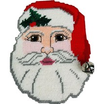 Santa Claus Needlepoint Wall Hanging Christmas Vintage Handmade Plastic Canvas - £14.94 GBP