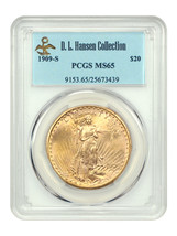 1909-S $20 PCGS MS65 ex: D.L. Hansen - £6,309.62 GBP