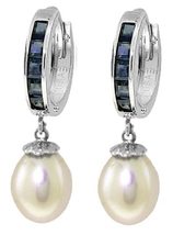 Galaxy Gold GG 14k White Gold Sapphire Earrings with Pearls - £471.73 GBP