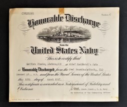 1947 vintage HONORABLE DISCHARGE U.S. NAVY phila pa MATTHEW STANLEY WINT... - $38.56