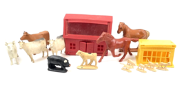 Vintage Auburn Rubber Animal Farm Barn Horses Cows Pig Toy Plastic Playset - £31.93 GBP