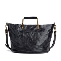 Retro Handbag Genuine Leather Women Bag  New Natural Soft Cowhide Solid ... - £82.13 GBP