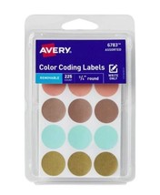 Avery Removable Color Coding Labels, 3/4" Round, #6783, Pack of 225 Labels - £4.66 GBP
