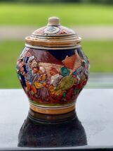 Gerz Handgemalt 6.5&quot; Germany Tobacco Jar Ginger Raised Pottery Vase - $70.00