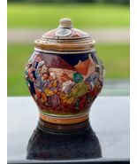Gerz Handgemalt 6.5&quot; Germany Tobacco Jar Ginger Raised Pottery Vase - $1,285.74 MXN