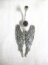 New Pair Of Angel Wings Double Black 14g Belly Bar Navel Ring Archangel Wing - £7.98 GBP